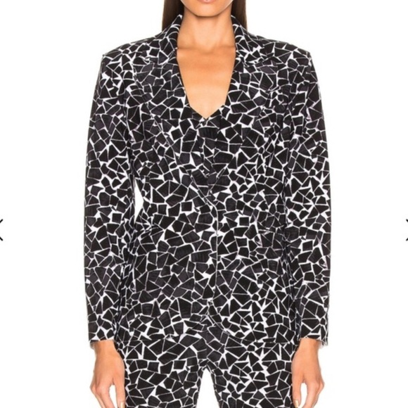 Norma Kamali Single Breasted Jacket, Black Mosaic